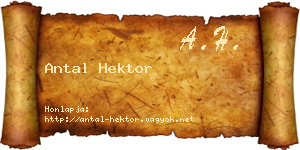 Antal Hektor névjegykártya